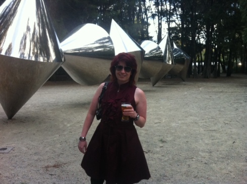 Drinking in front of a sculpture in 2012 - very refined, I assure you