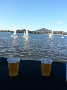 Centenary Ale, Lake Burley Griffin, and a small regatta. Perfect. 