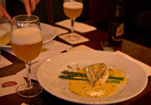 Snapper fillet with scallop roe and hoegaarden sauce