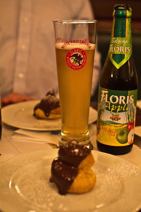 Floris fruit beer (apple) with profiterole